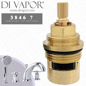 Perrin & Rowe 3846 7 Four Hole Bath Set Crosshead Tap Hot & Cold Compatible Cartridges - PAR384612