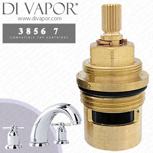 Perrin & Rowe 3856 7 Three Hole Bath Set Crosshead Tap Hot & Cold Compatible Cartridges - PAR385612