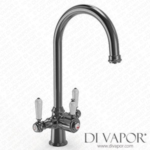 Ellsi PDT-000251-215-52 3 in 1 Cruciform Hot Water Kitchen Sink Mixer Gun Metal/White Spare Parts