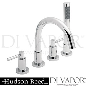 Hudson Reed Minimalist Lever 4TH Bath Mixer Tap With Swivel Spout, Shower Kit & Hose Retainer Spare Parts