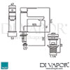 VADO Phase Basin Mixer Tap Clic-Clac Waste Dimensions