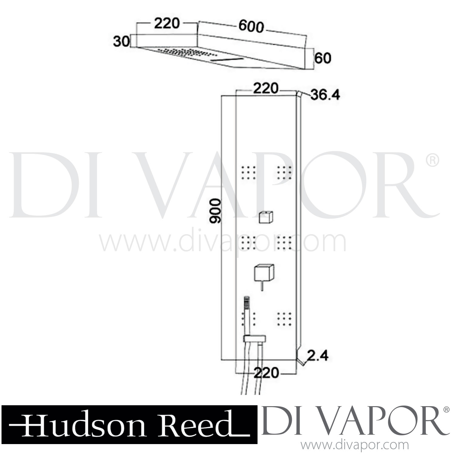 Hudson Reed PIN001 Dream Showers INTERVAL SQUARE Fully Recessed