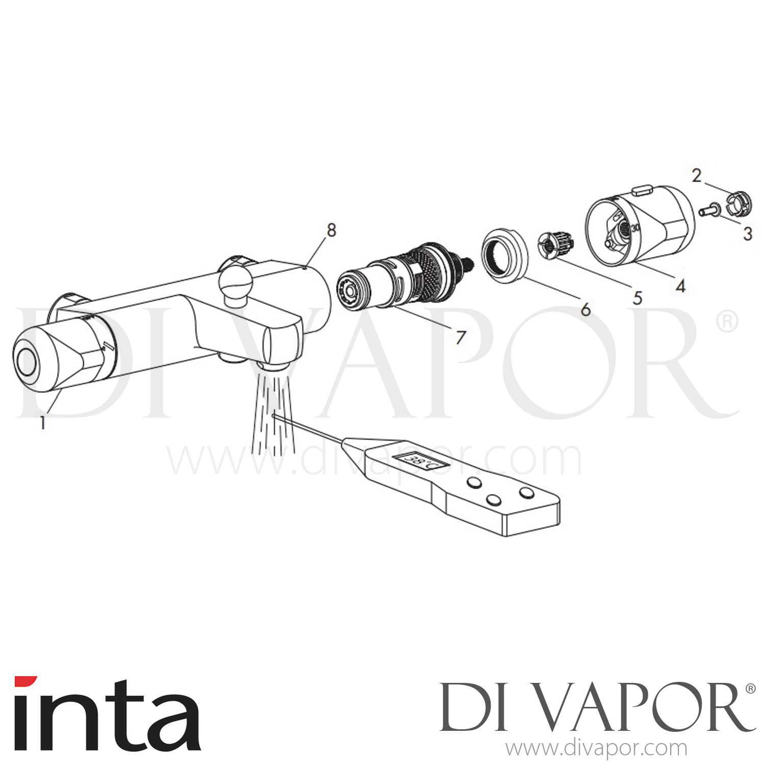 Inta PL30014CP Plus Thermostatic Bath Shower Mixer Spare Parts