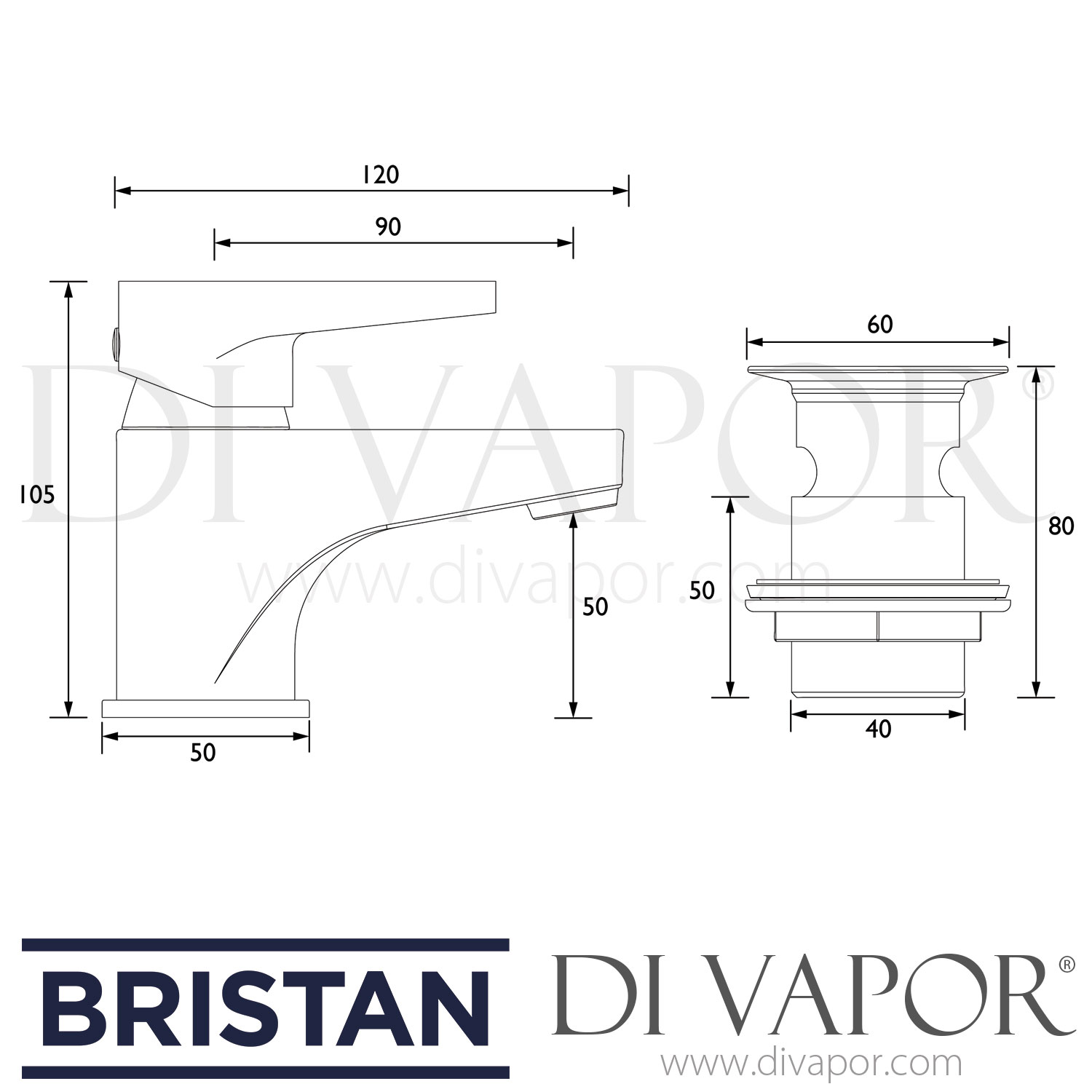 Miscelatore Lavabo Bristan Quest QST BAS C Cromato Con Scarico Incorporato E Cartuccia Ceramica - copertina