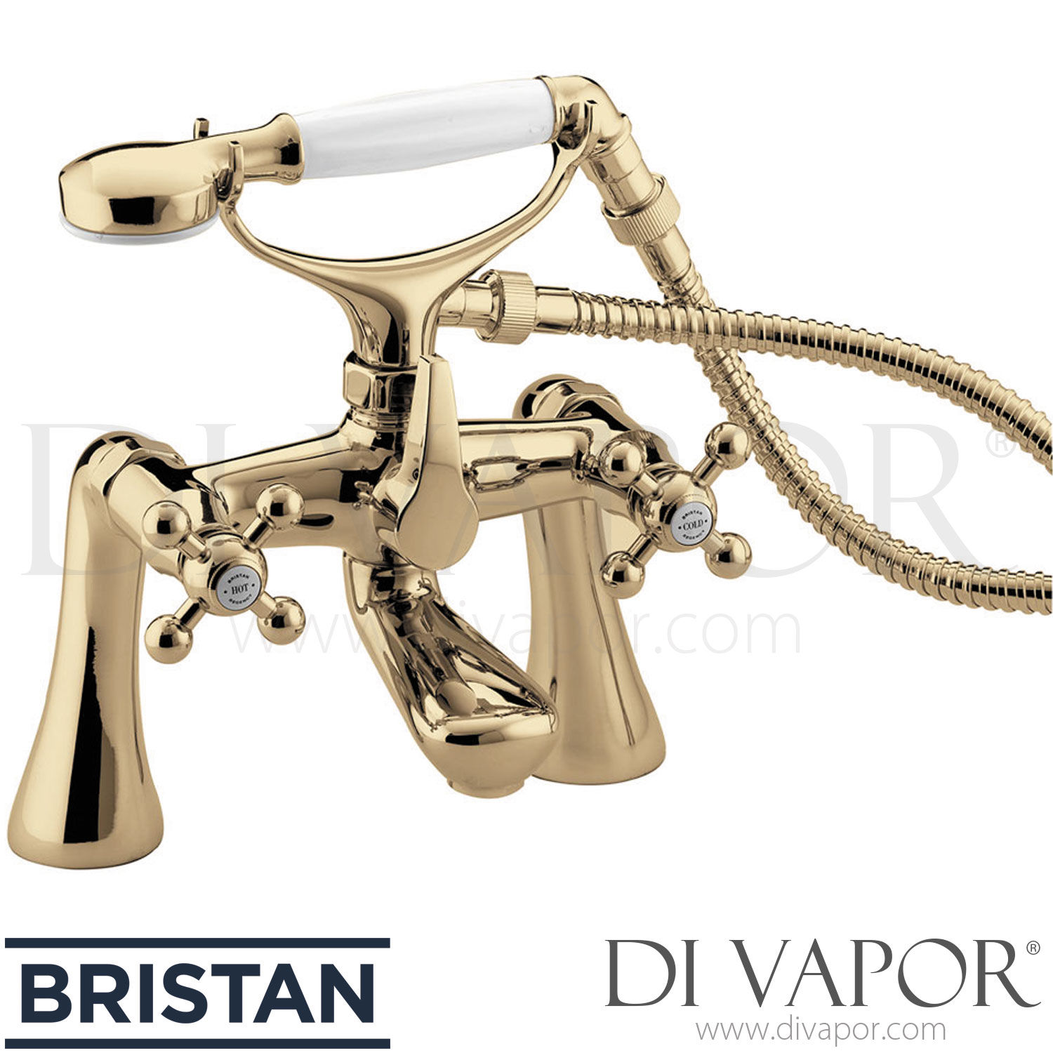 Bristan R TBSM G GEN1 Regency Bath Shower Mixer Tall Pillars Tap Gold