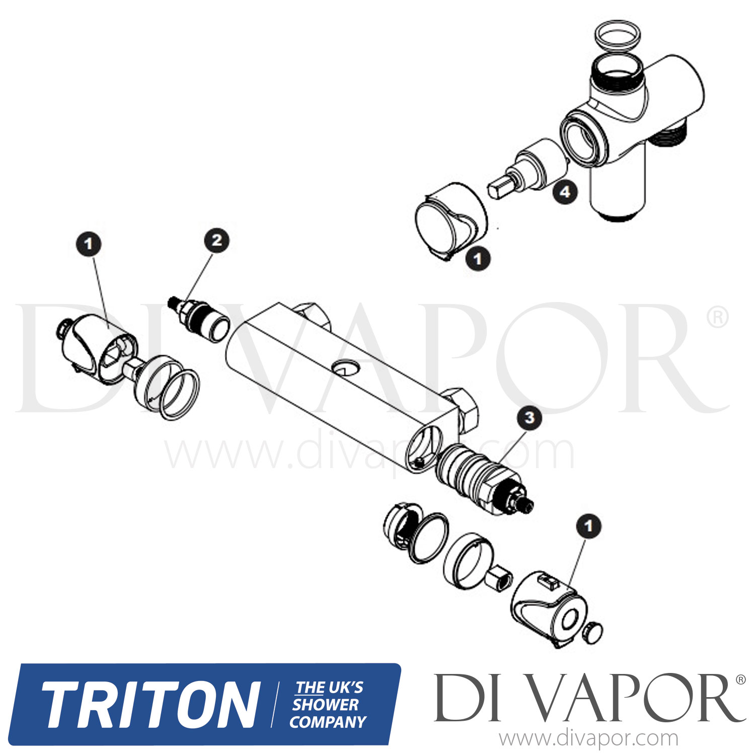 Triton REPIRTHBMDIV Pirlo Bar Diverter Mixer Shower Spare Parts