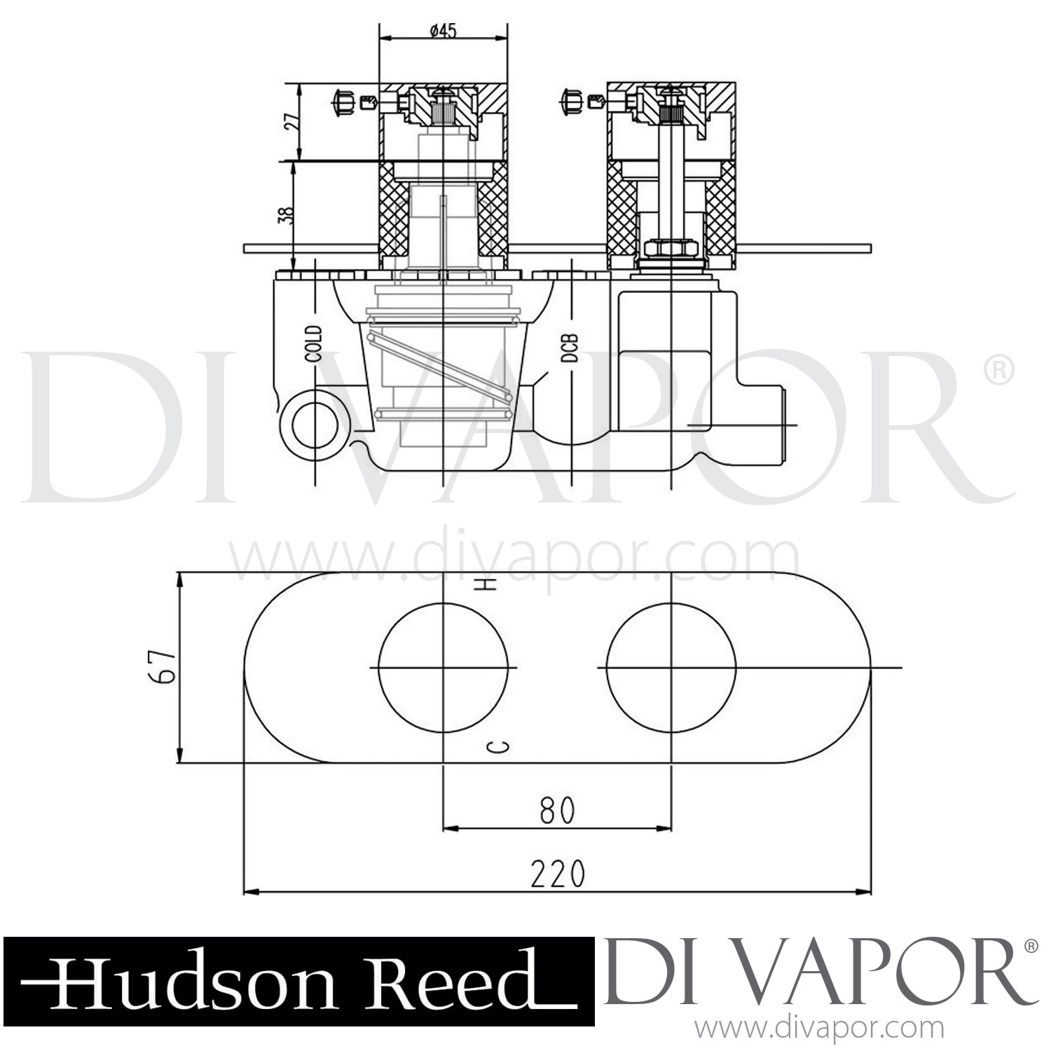 Hudson Reed Indus Twin Concealed Thermostatic Shower Valve RND3210 