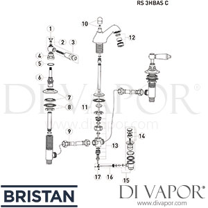 Bristan RS 3HBAS C Renaissance 3 Hole Basin Mixer with Pop-Up Waste Bathroom Tap Spare Parts