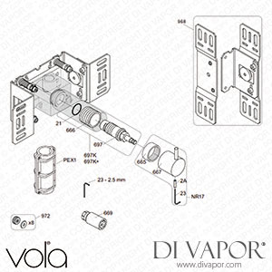 Vola Build-in Double Stop Valve, 1/2 Inch 2 x S20 Valves (S40) Spare Parts