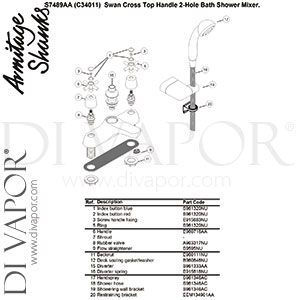 Armitage Shanks S7489AA Swan New Bath and Shower Mixer Rim Mounted Chrome 2H Xh Spare Parts