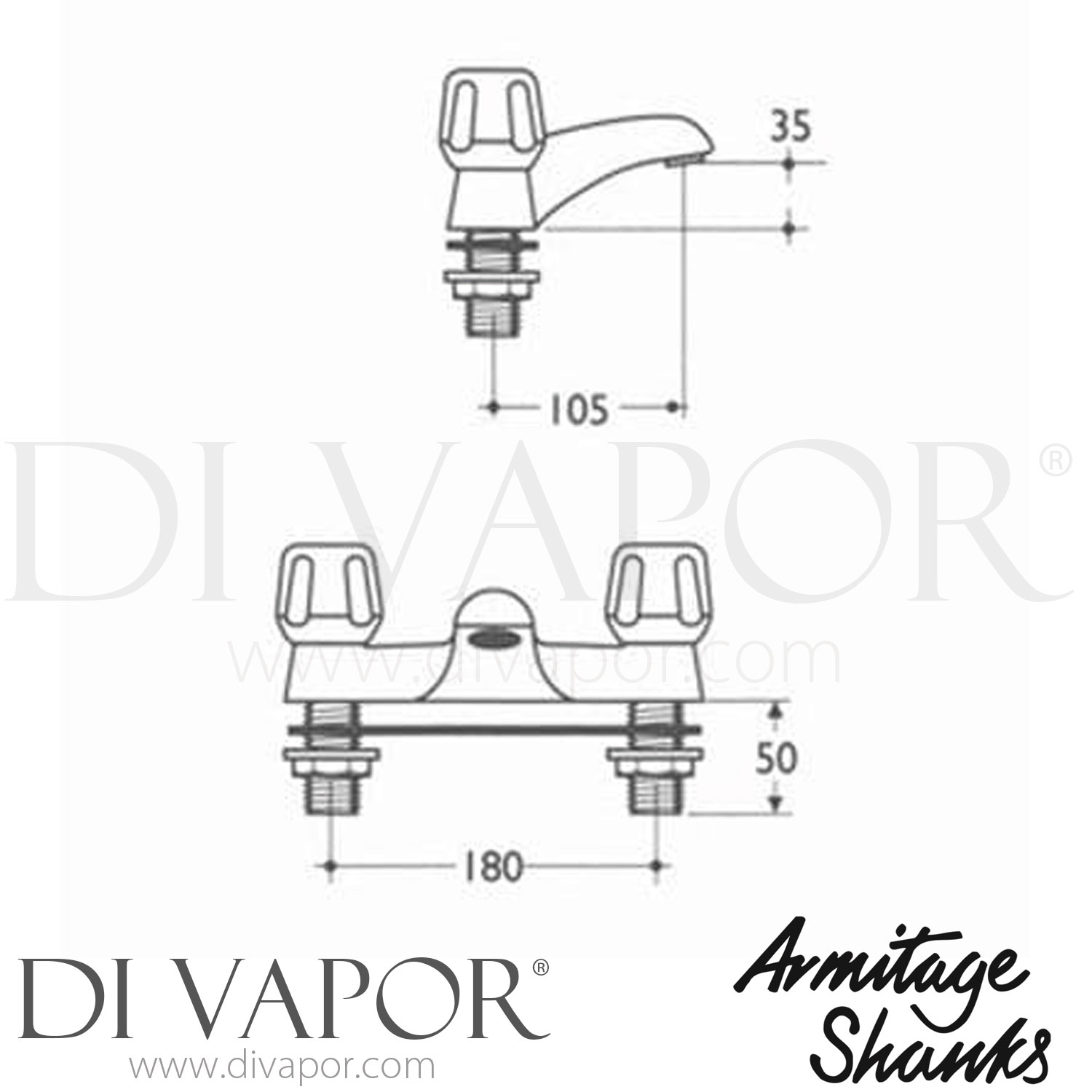 Armitage Shanks Millenia STD Dual Control Two Taphole Standard Bath