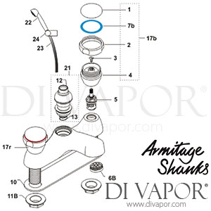 Armitage Shanks S7706AA Sandringham Bath Shower Mixer Rim Mounted Spare Parts