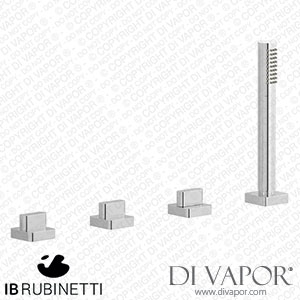 IB Rubinetti SB397CC Superbox Four Holes Bath Filler with Overflow Outlet Connection Diverter and Shower Kit Spare Parts