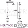 Heritage Dawlish Shower Riser Kit Diverter Handset Dimensions