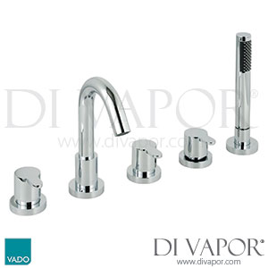 VADO SEN-135-3/4-C/P Sense 5 Hole Bath Shower Mixer Deck Mounted With Shower Kit Spare Parts