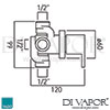 VADO Sense Concealed 2 Way Diverter Valve Dimensions