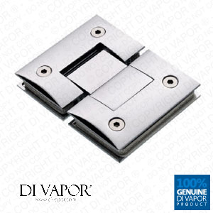 180 Degree Glass to Glass Shower Door Hinge | Chrome Plated Solid Copper | Square Edges | 59mm Hole to Hole