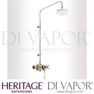 Heritage SHDDUAL02 Hartlebury Dual Exposed Thermostatic Valve with Rigid Riser - Vintage Gold - Shower Spares