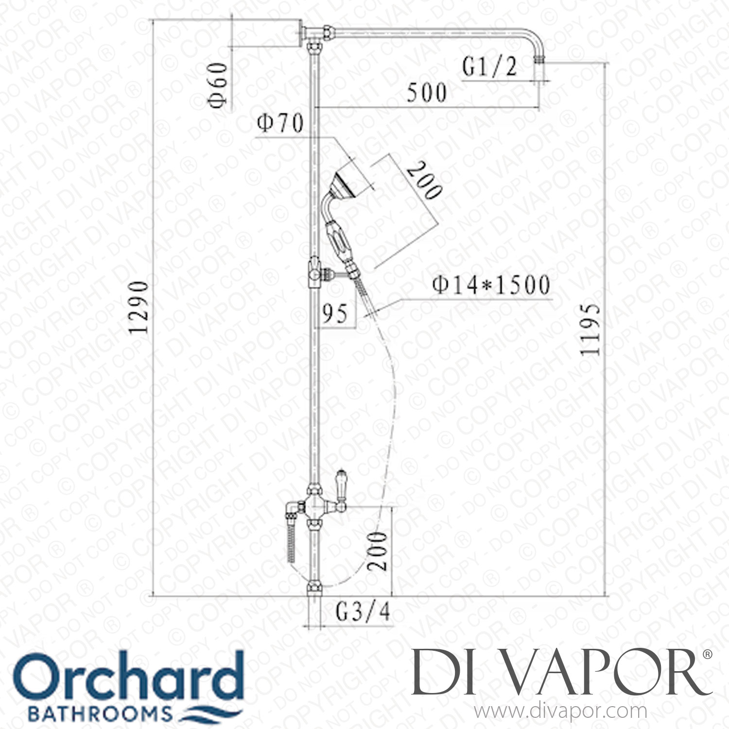 Orchard SHS15 Winchester Rain Can Dual Valve Shower Bath System Spare Parts
