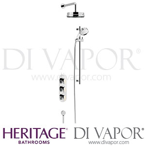 Heritage SLYCGDUAL01 Lymington Recessed Shower with Lace Gold Handles Deluxe Fixed Head & Flexible Kit Spare Parts