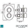 VADO Soho 3 Outlet 2 Handle Shower Valve Dimensions