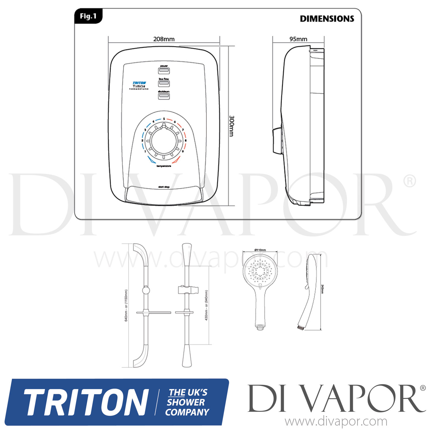 Triton SPSG08WC T150z 8.5 kw Electric Shower Spare Parts