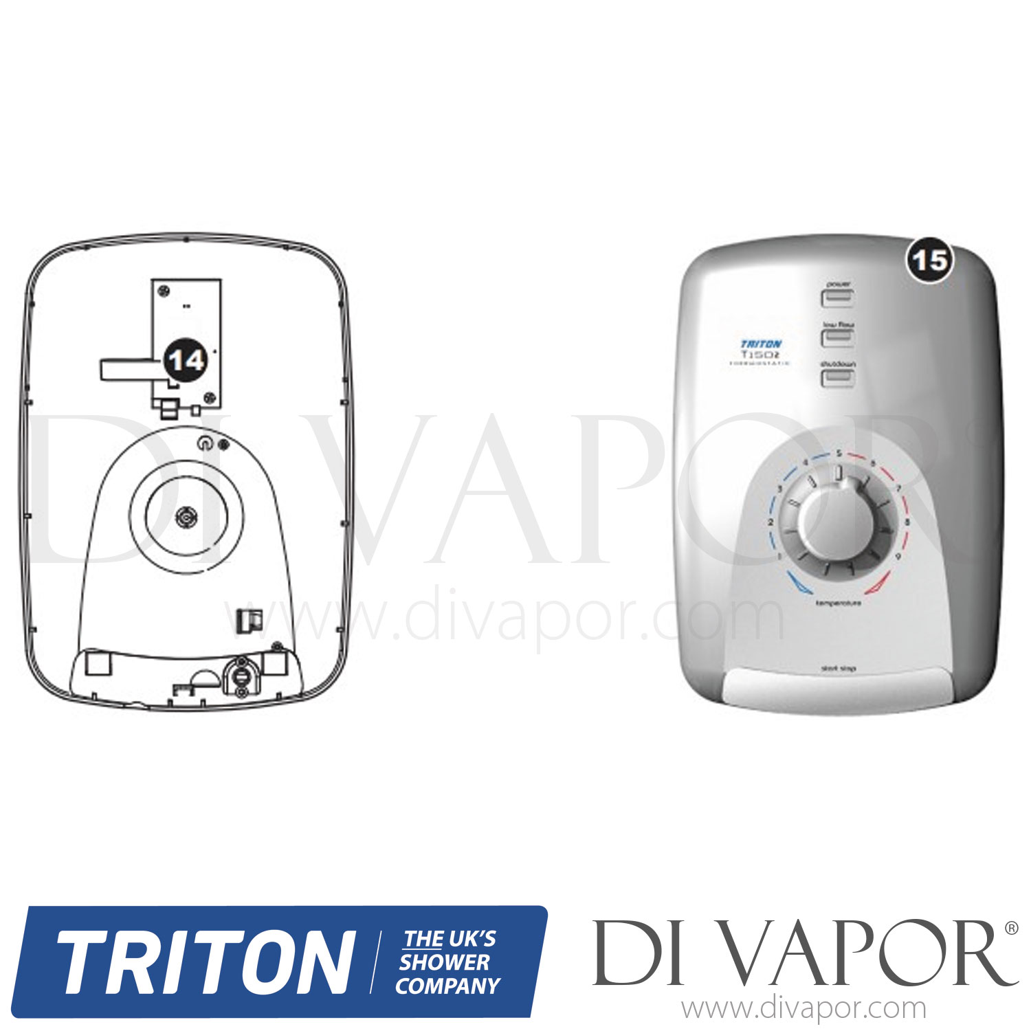 Triton SPSG09WC T150z 9.5 kw Electric Shower Spare Parts