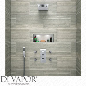 Victorian Plumbing Modern Square Triple Valve with Diverter Thin Fixed Shower Head 4 Body Jets + Handset - SQSP1 - Spare Parts