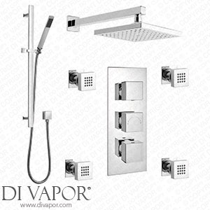 Victorian Plumbing Modern Triple Outlet Shower Pack with Head 4 Body Jets + Slider Rail - SQSP2 - Spare Parts