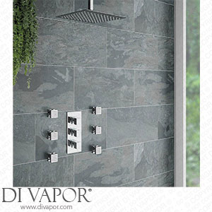 Victorian Plumbing Modern Square Triple Shower Valve Ceiling Mounted Square Shower Head & 6 Body Jets - SQSP5 - Spare Parts