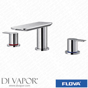 Flova SR3HBAS Spring 3-Hole Deck Mounted Basin Mixer with Slotted Clicker Waste Set Spare Parts