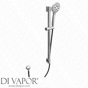 Victorian Plumbing Round Slide Rail Kit with Flat White Shower Head - Chrome - SRK004 - Spare Parts