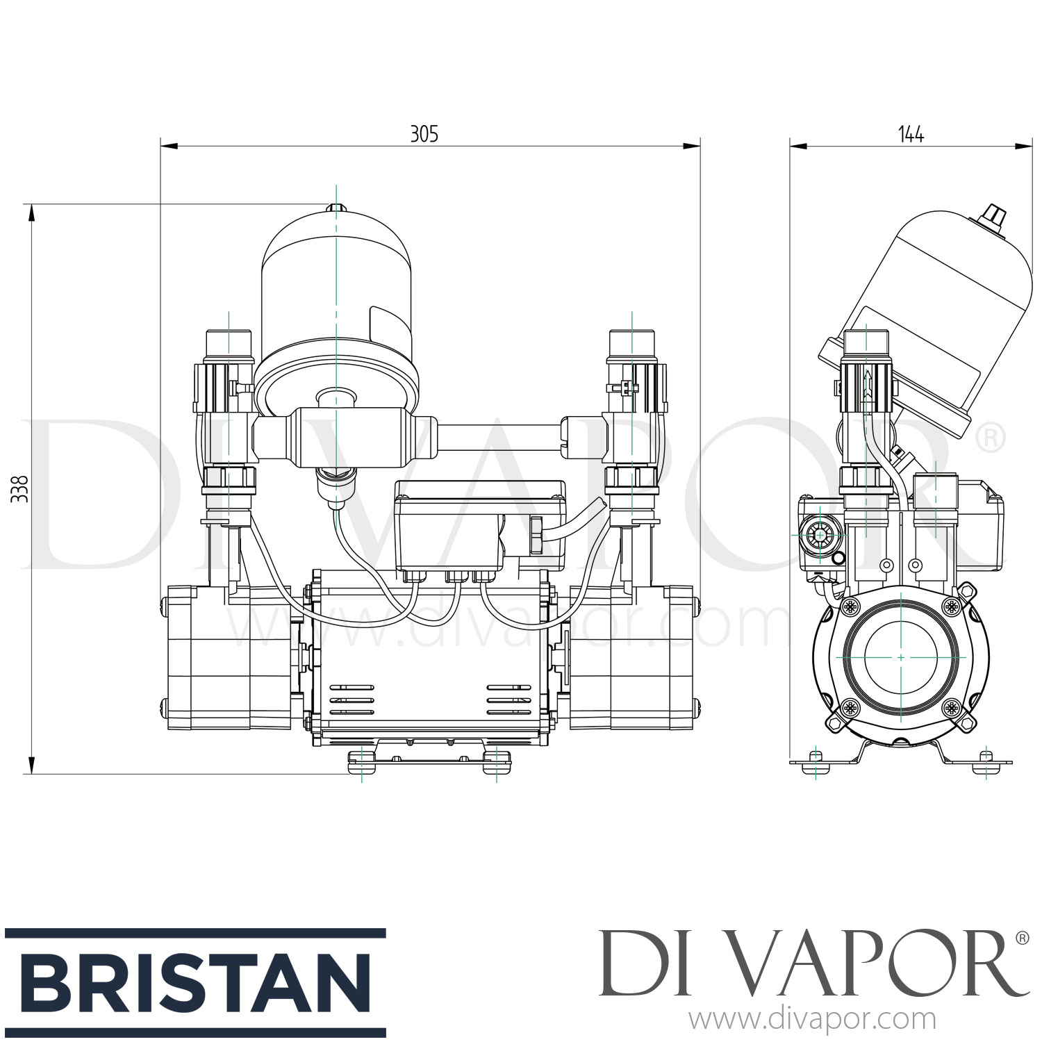 Bristan ST NHPUMP 18TN 1.8 Bar Twin End Negative Head Shower Pump Spare