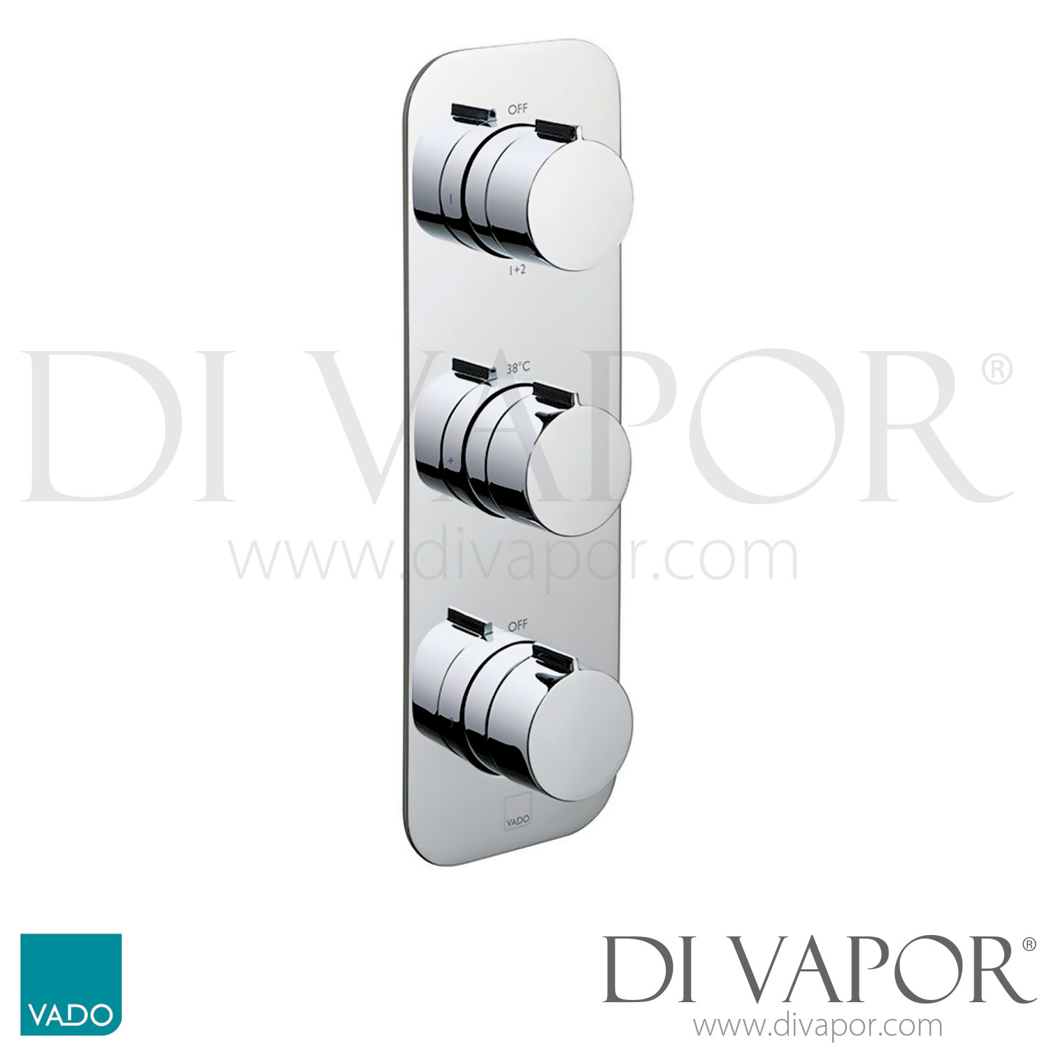 VADO TAB-128/3-ALT-TRIM Trim Kit Tablet Altitude Vertical Concealed 3 Outlet, 3 Handle Shower Valve Spare Parts