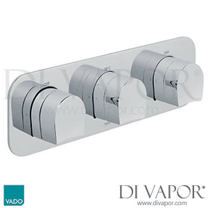 VADO TAB-128/3-H-KOV-TRIM Trim Kit Tablet Kovera Horizontal 3 Outlet, 3 Handle Concealed Thermostatic Valve (TAB-028/3-CONC) Spare Parts