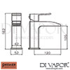 Ultra Premier Moat Basin Mixer With Push Button Waste Tap Dimension