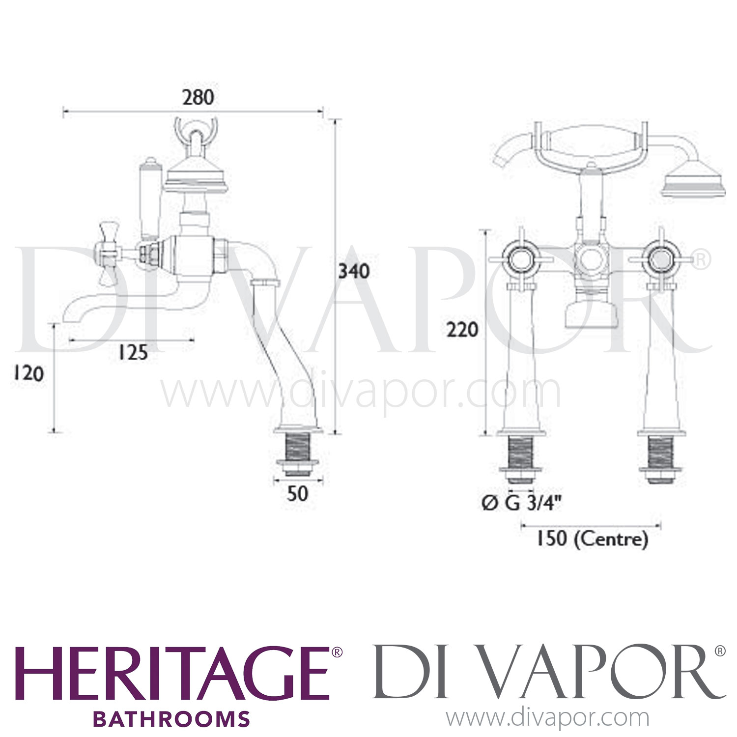 Heritage TDCC02 Dawlish Bath Shower Mixer Spare Parts