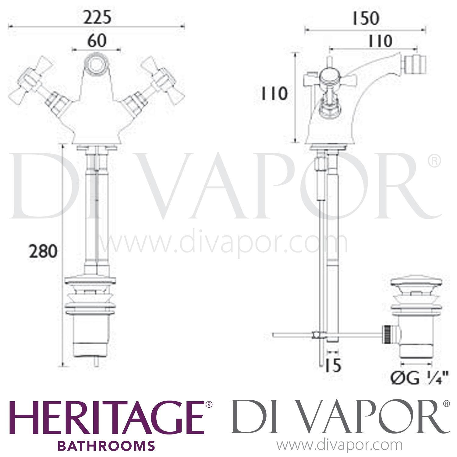 Heritage TDCC05 Dawlish Bidet Mixer Spare Parts