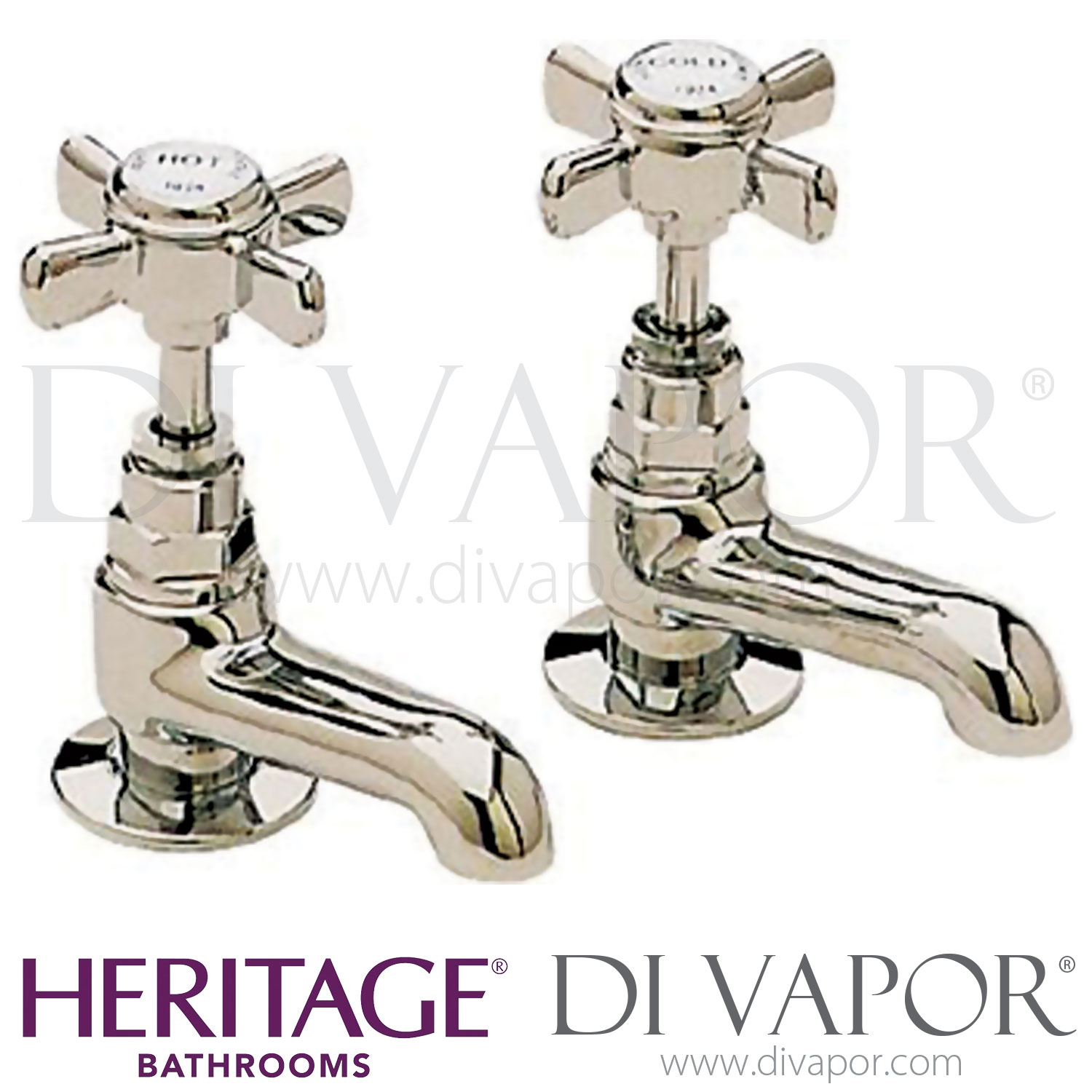 Heritage TDCGS00 Dawlish Short Nose Basin Pillar Taps Vintage Gold