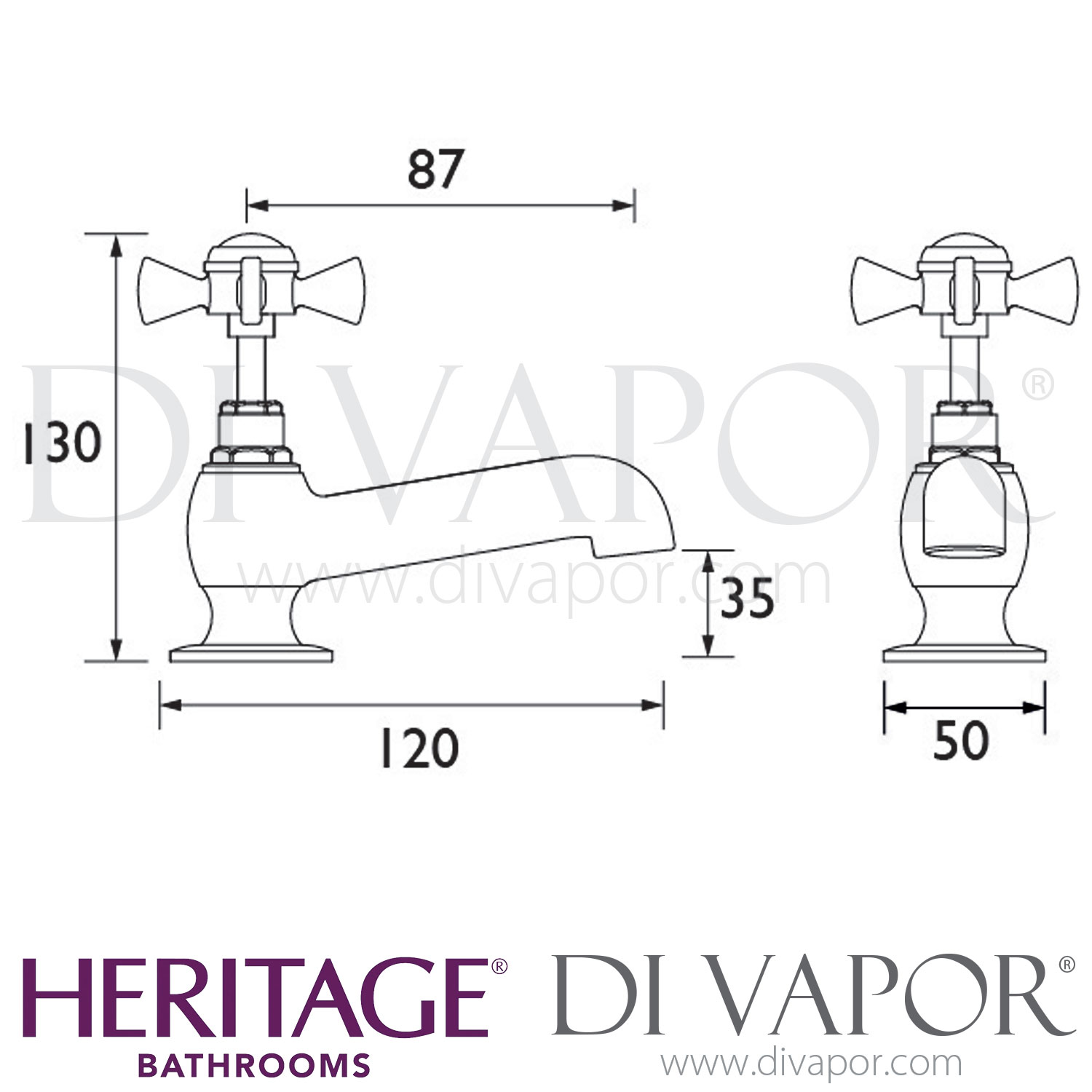 Heritage TDCRG01 Dawlish Bath Taps Rose Gold Spare Parts