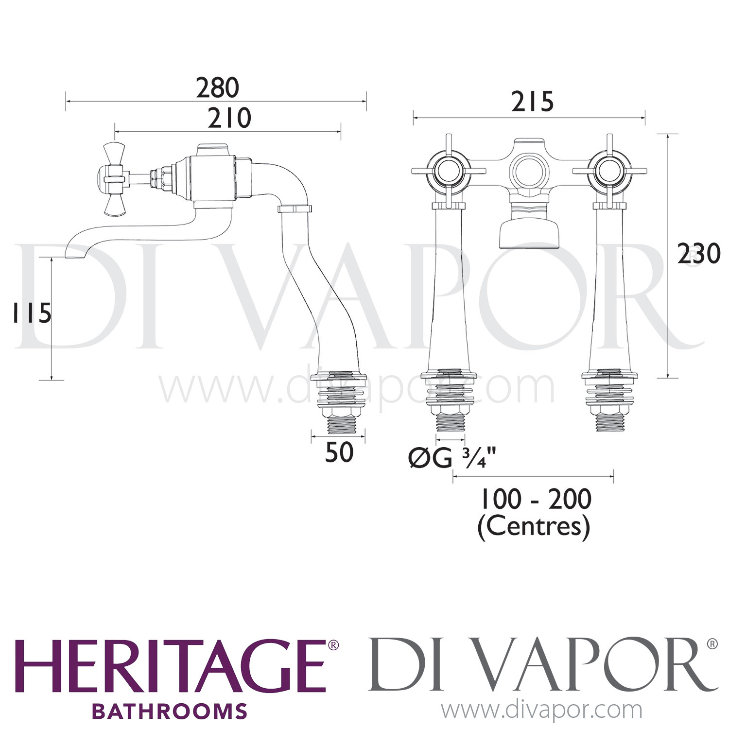 Heritage TDCRG072 Dawlish Bath Filler Bathroom Tap Spare Parts