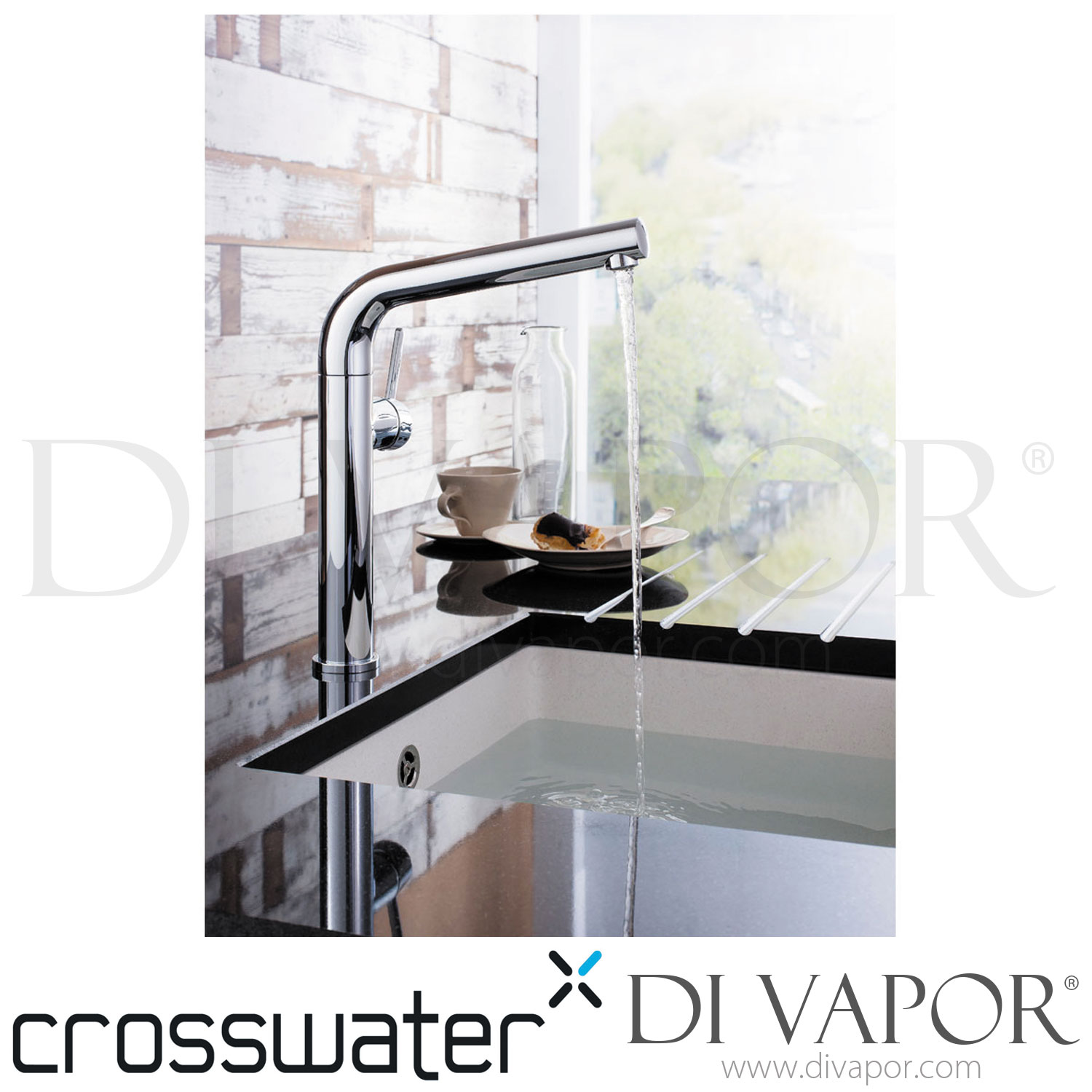 Crosswater TE714DC Cucina Tempo Side Lever Kitchen Mixer Chrome Tap