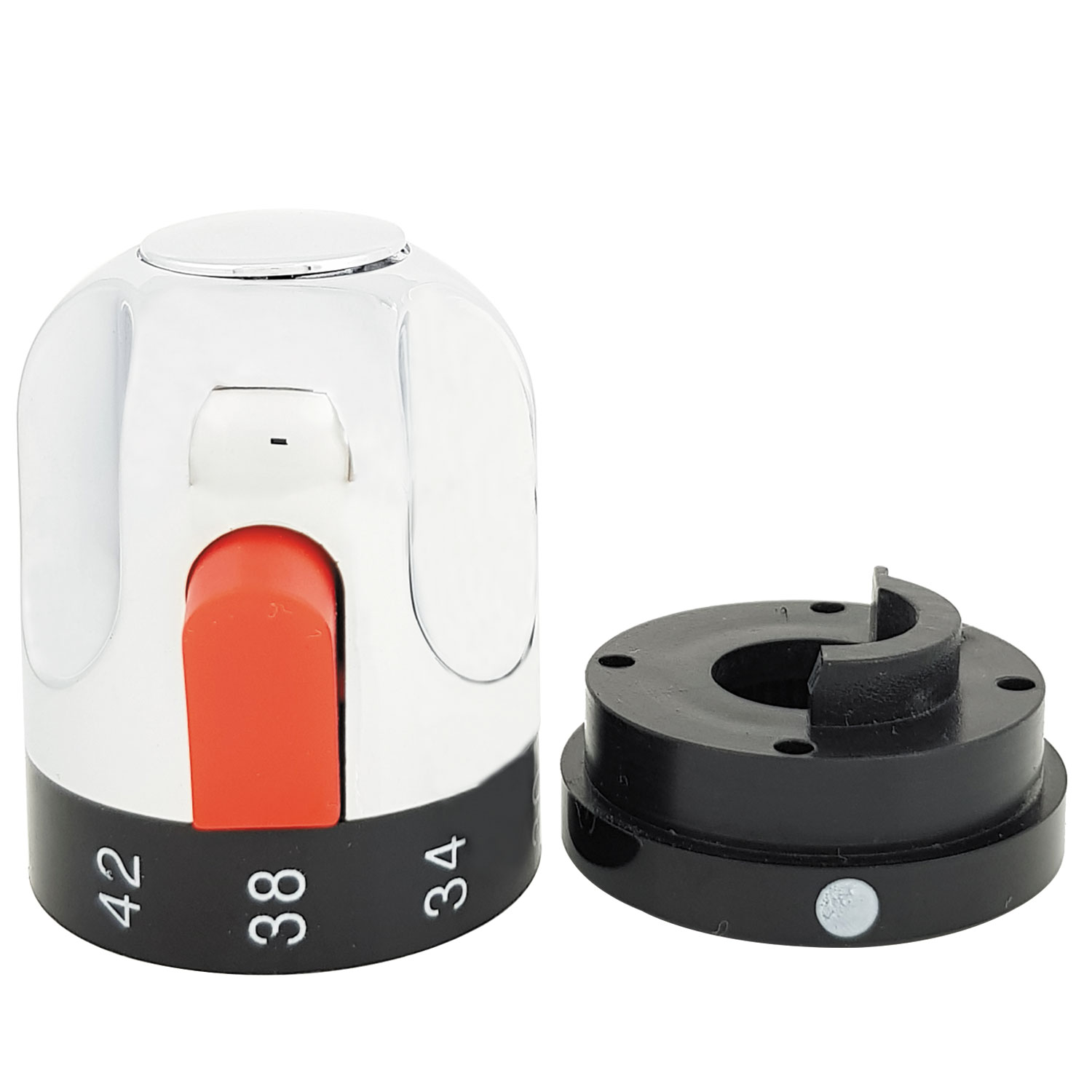 Shower Temperature Control Handle Knob for 24 Tooth / 9.5mm Thermostatic Cartridge Spindles Used in Shower Mixers and Bars