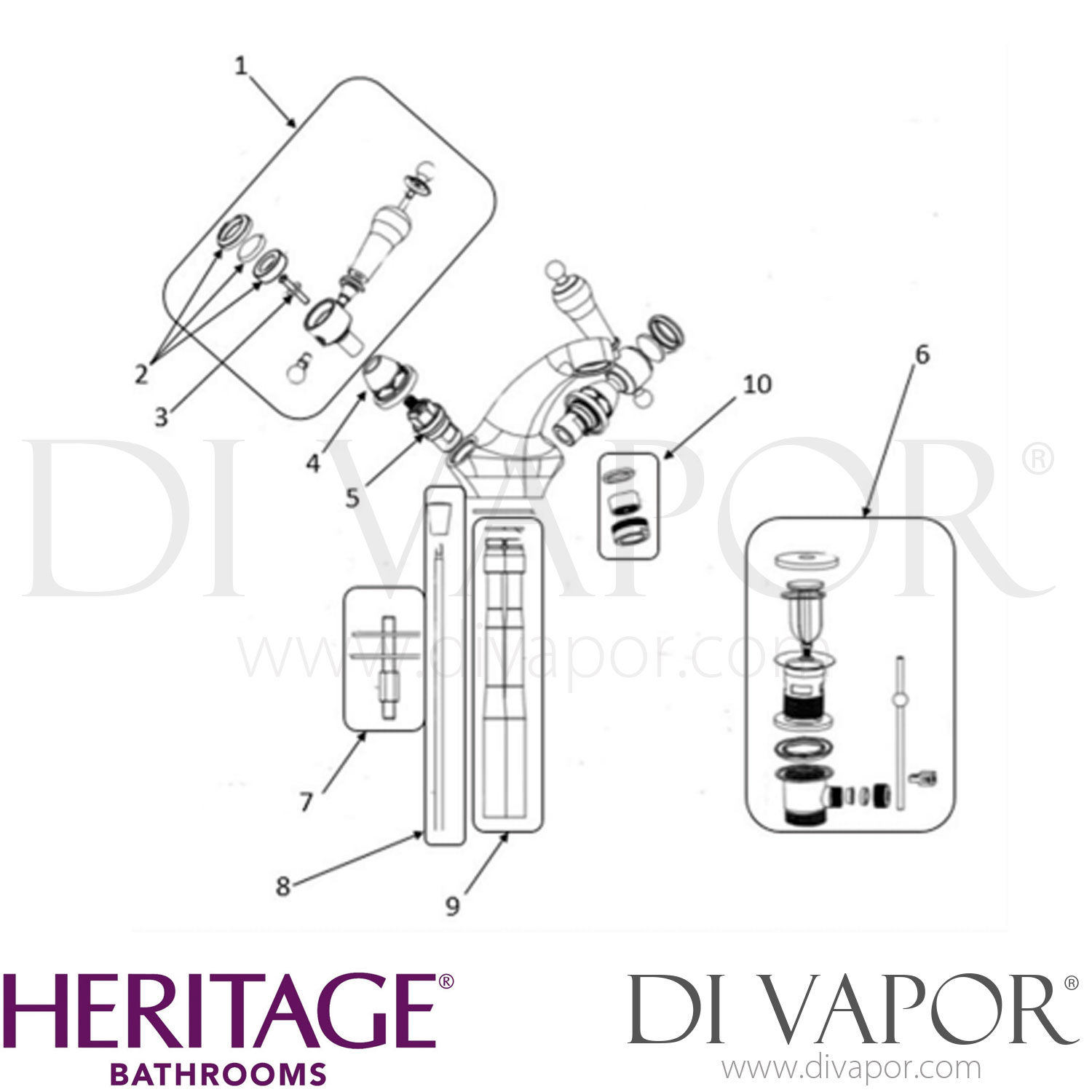 Heritage TGRC04 Glastonbury Basin Mixer Bathroom Tap Spare Parts