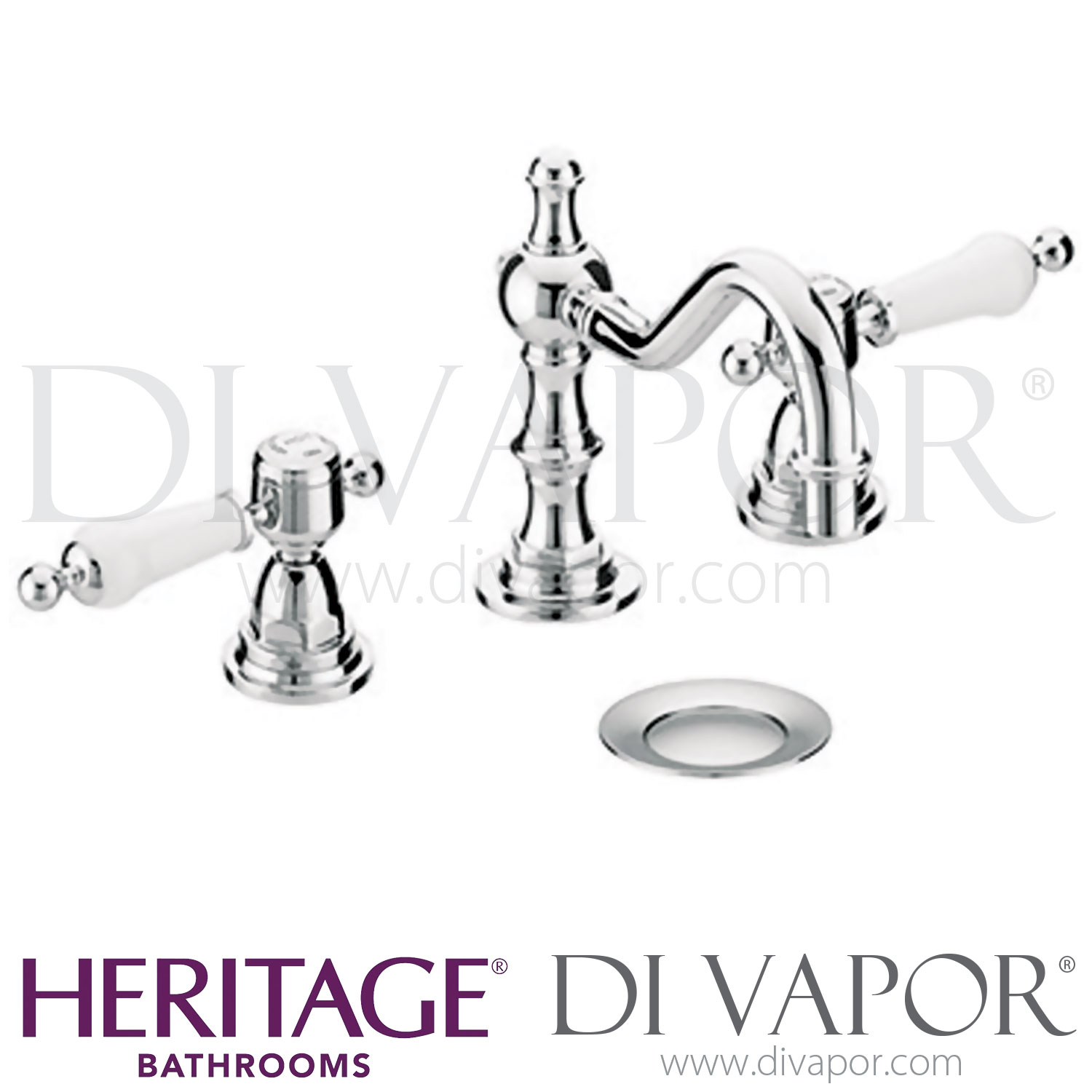 Heritage TGRC09 Glastonbury 3 Taphole Swivel Spout Basin Mixer Bathroom