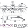 Heritage Hemsby Wall Mounted Basin Mixer Tap Dimensions