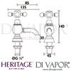 Heritage Hartlebury Basin Pillar Taps Dimensions