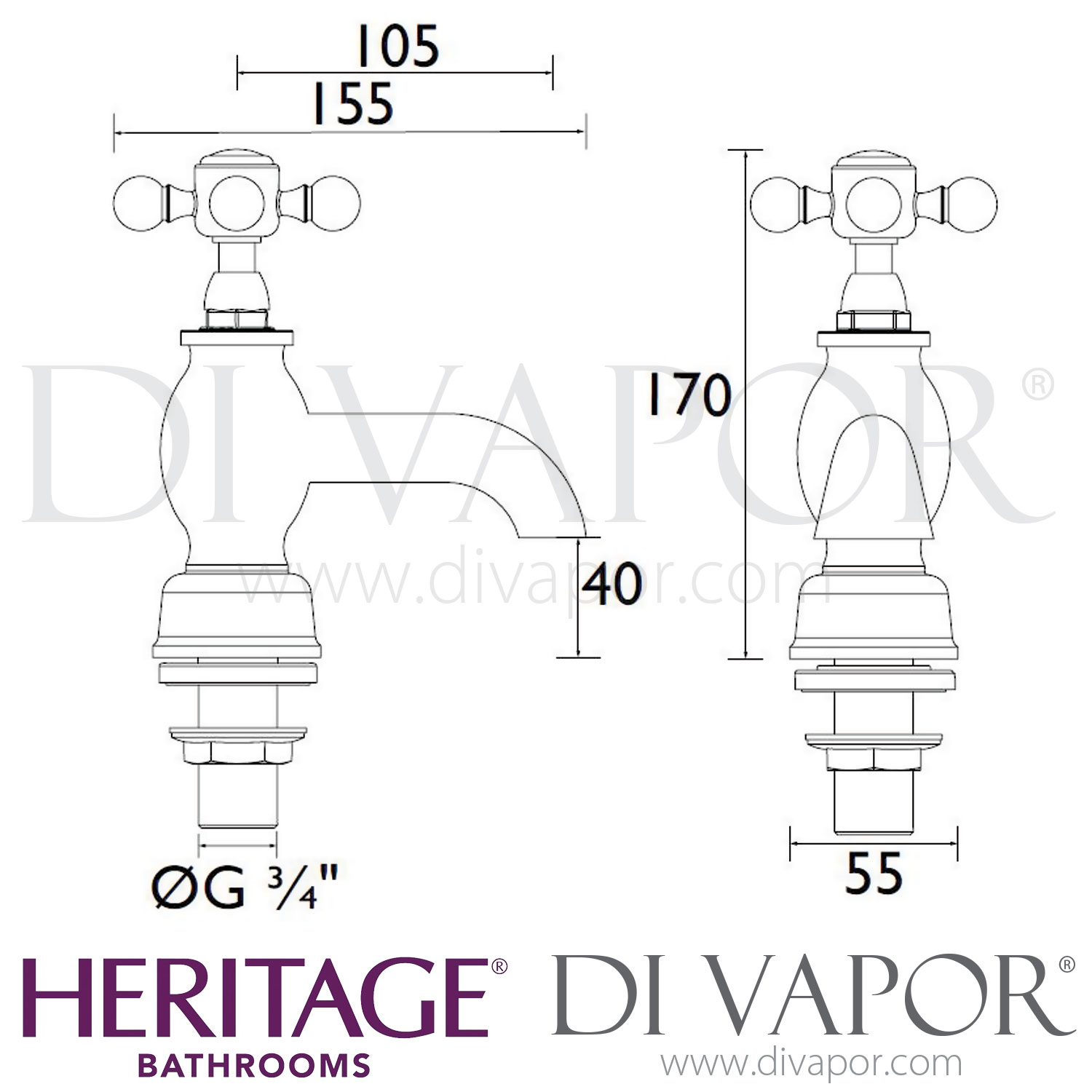 Heritage THRC01 Hartlebury Bath Pillar Taps Spare Parts