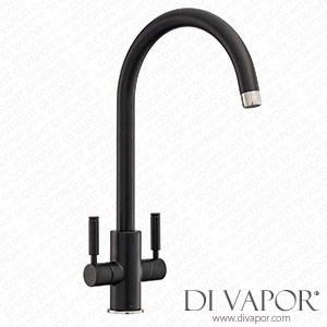 Better Bathrooms TID1MB Rangemaster Matt Black Twin Lever Kitchen Tap - Intense Spare Parts