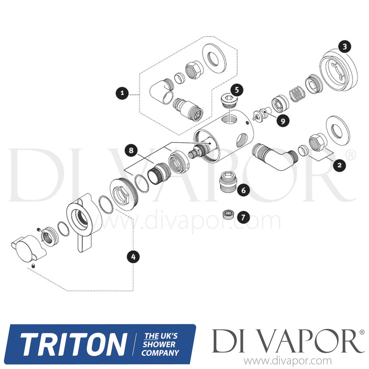 Triton Maltina Concentric Exposed Thermostatic Mini Mixer Shower Spare Parts - TR DV 529
